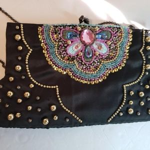Black beaded clutch